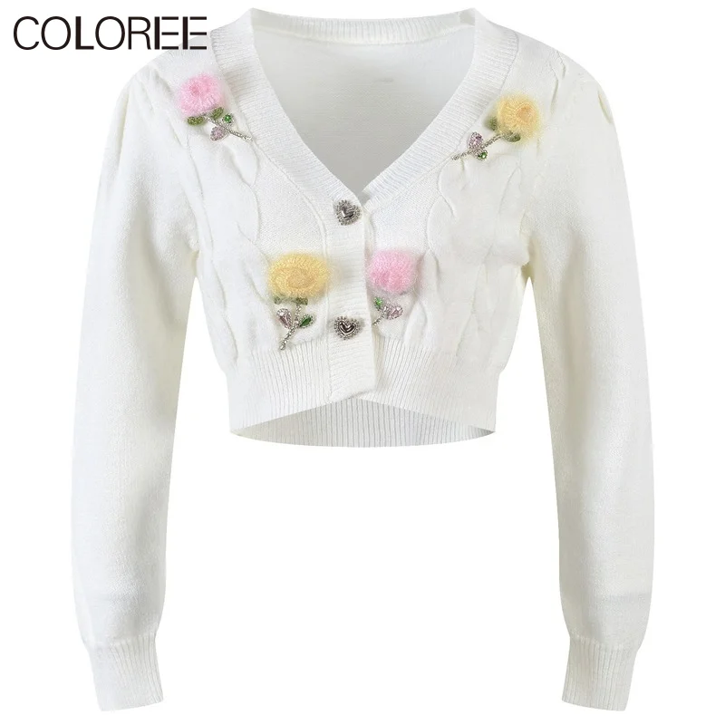 

Женский трикотажный свитер с V-образным вырезом и длинным рукавом