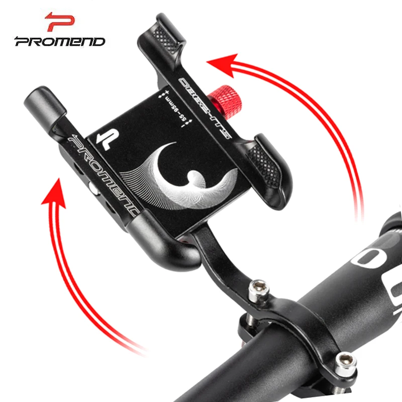 Promend Aluminum Alloy Cycling Phone Holder  Non-slip Bicycle Mobile Phone Stand 360 Degree Rotation Soporte Mobil Bicicleta