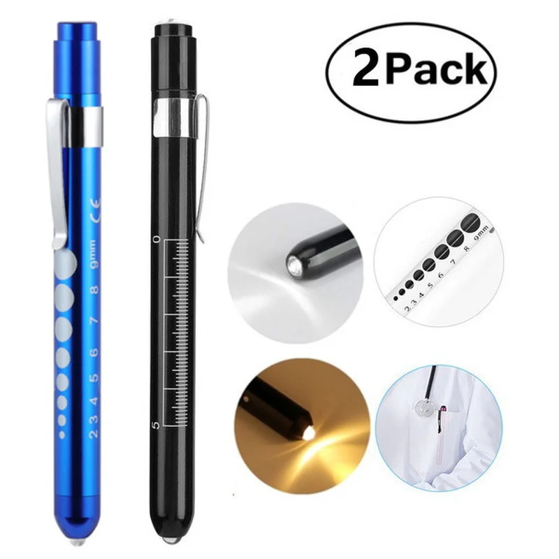 

2Pcs/Pack Medical First Aid Mini Pen Flashlight Doctor Nurse EMT Emergency Multi Function Small Portable Outdoor Tools