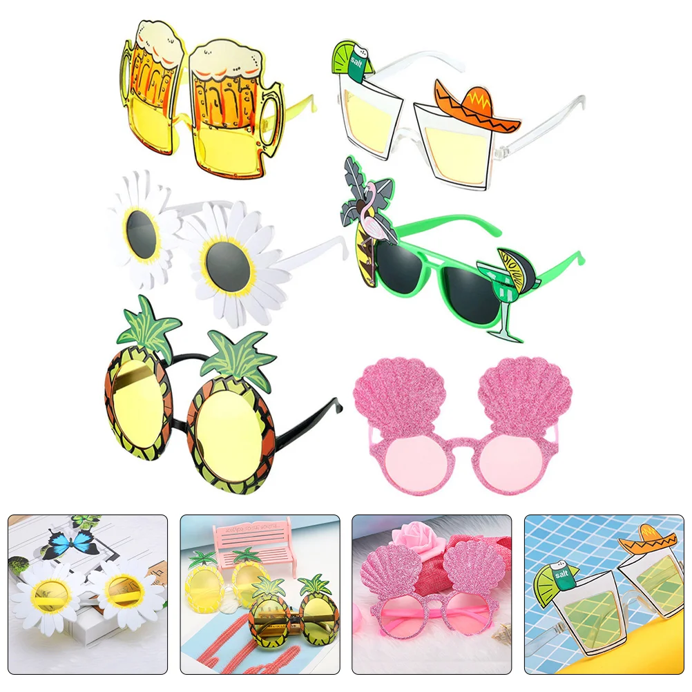 

6Pcs Hawaii Themed Sunglasses Eyewear Plastic Eyeglasses Party Decoration Prop