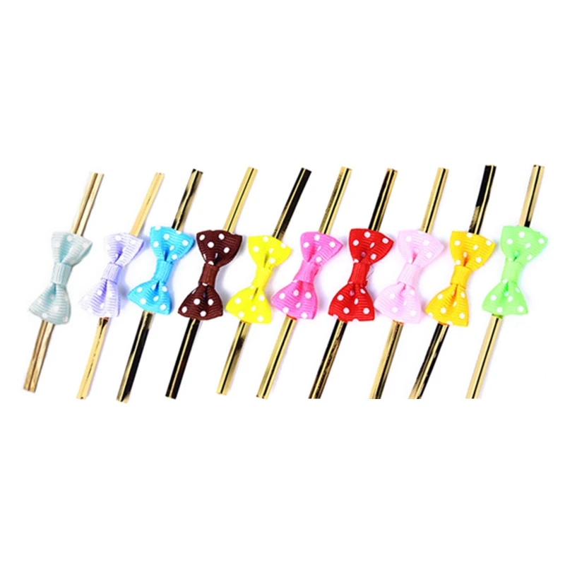 

R7RC Bow Tie Wrapping Golden Wire 100pcs Binding Lollipop Candy Packaging Bags