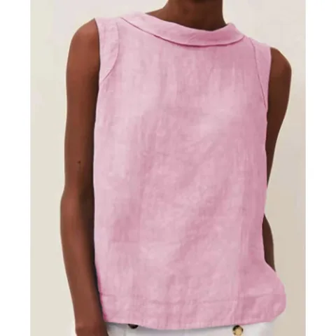 Sleeveless Summer Blouses Solid Casual Fashion Woman Blouses 2023 Women Shirts and Blouses Pretty and Cheap Ladies Top Female