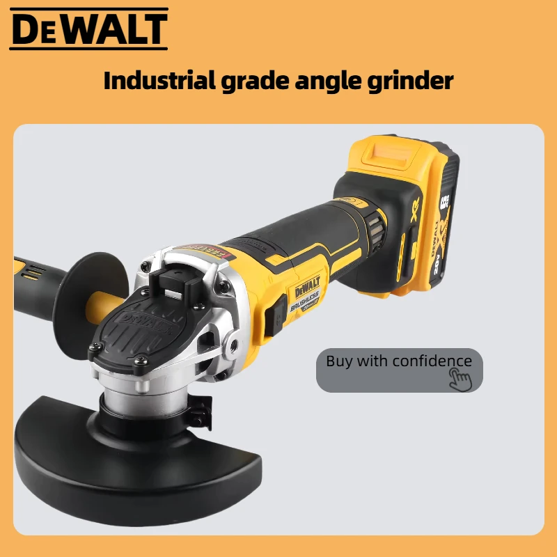 Фото DEWALT DCG405 20V MAX* XR ®   Угловая шлифовальная машина 4,5 дюйма с ползунковым переключателем, тормозом обратного хода, для шлифовки, затирки и резки, электроинструмент №2
