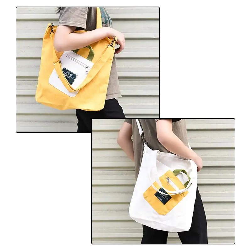 Shoulder Canvas Bags Women Large Capacity Wild Messenger Tote Shopper Bag School Style Cute Fun Handbag Detachable Crossbody