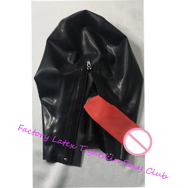 

Unisex Black Latex Hoods Mask, Catsuits Bodysuits Full Face Cosplay,Mask Party