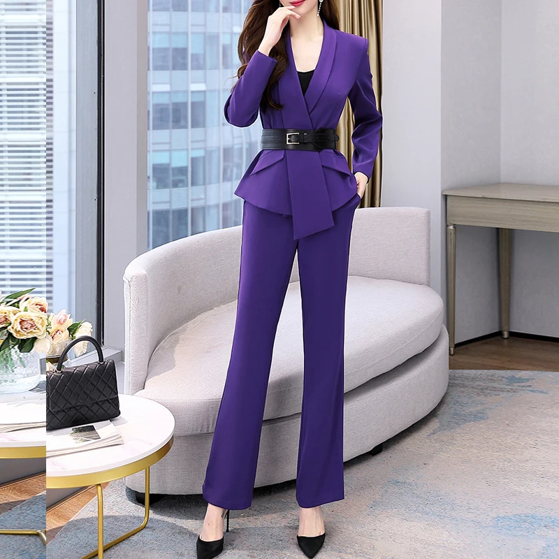 

Новый весенне-осенний Профессиональный тонкий костюм из двух предметов: куртка и брюки с широкими штанинами