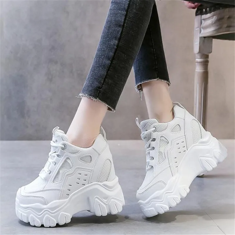

Women High Top Sneakers 2022 Spring Breathble Chunky Casual Shoes New Outdoor Thick Bottom Trend Women Vulcanized Dad Shoes 10cm