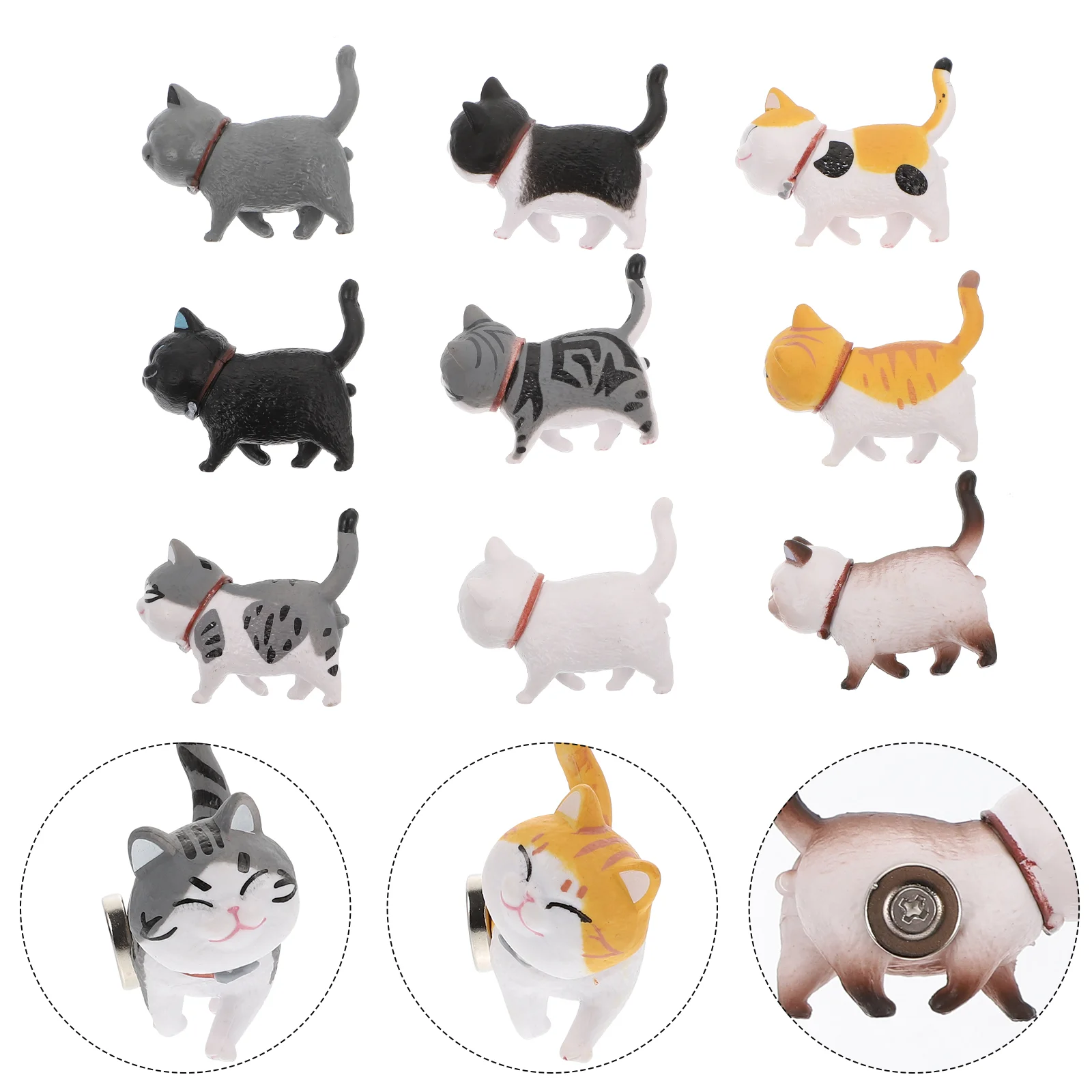 

9 Pcs Cat Fridge Magnet Decorative Magnets Unique Stickers Animal Whiteboard Lovely 3D Refrigerator Kitten Decors
