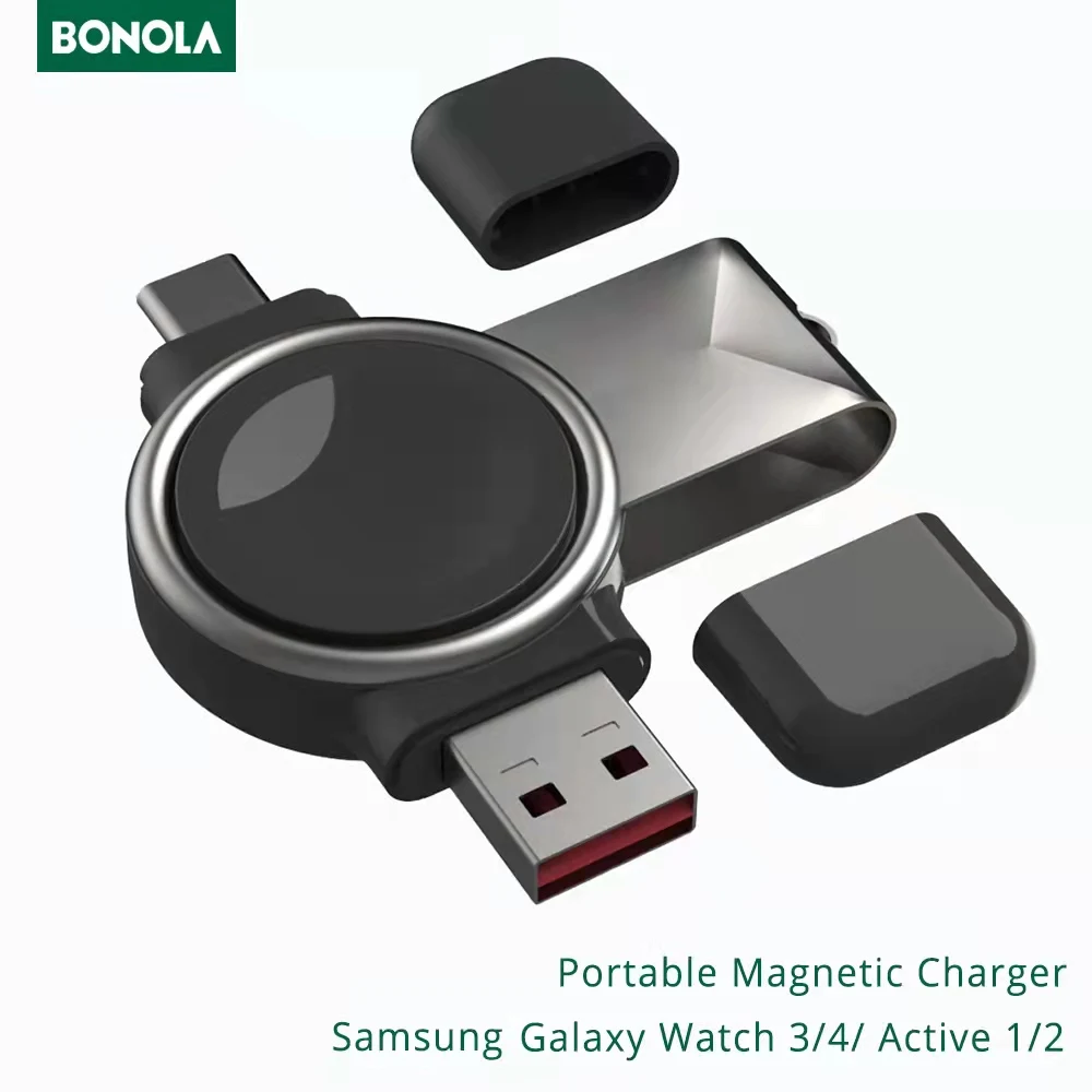 bonola portable usb magnetic watch charger for samsung galaxy watch 43 classic 42mm 46mm fast chargers for galaxy active 2 1 free global shipping