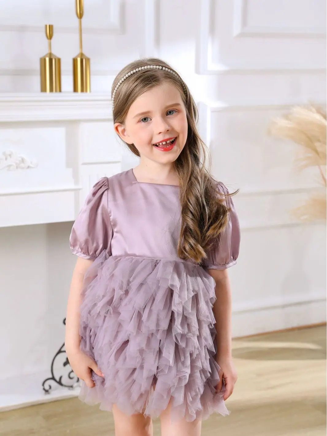 

Children's Elegant Dresses Girl Frozen Costume Flower Fluffy Luxury White Purple Dress for Wedding Birthday Party 1 to 8 Years