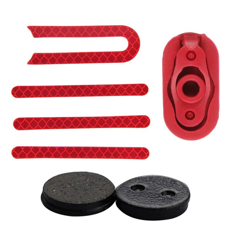 

Top!-2Pcs Brake Pads + 1Pc Charging Port Dust Plug Cover + 4Pcs Reflective Stickerfor Xiaomi Mijia M365 Electric Scooter Part