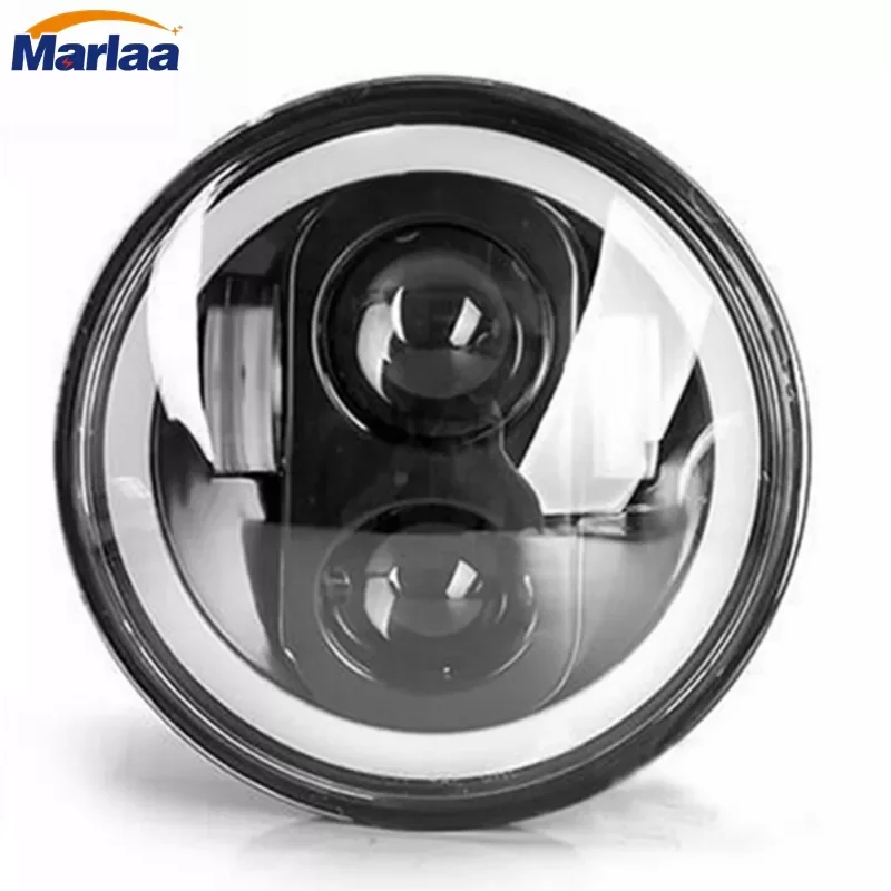 

5.75" Motorcycle H4 Hi Lo Beam 5 3/4" LED Headlight with Angel eyes Halo Ring for Sportster Iron 883 1200 Dyna Street