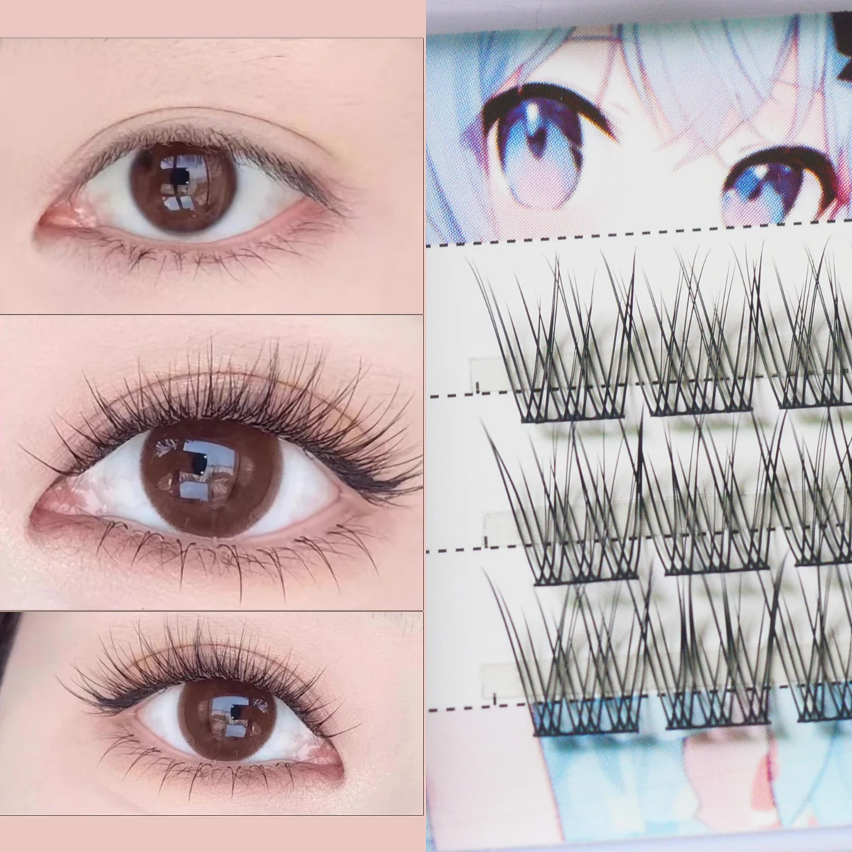 Рыбий хвост кластер ресниц натуральное наращивание 1 коробка/36 пучков 3D