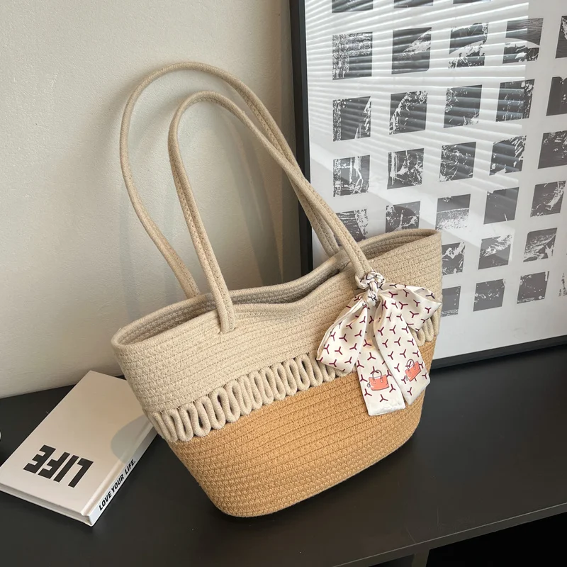 

Woven bag women's 2022 new fashion niche shoulder bag large capacity portable Tote cabbage basket bag