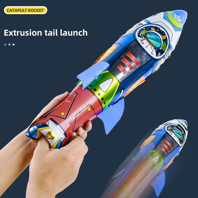 

Children Ejection Rocket Outdoor Sport Shooting Game Inflatable Hand Throwing Rocket Launcher Boys Toys Parent-Child Interaction