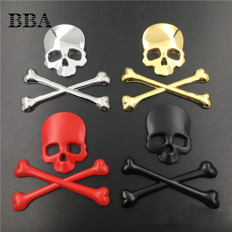 

1Pcs 3D Metal Skull Head Car Sticker Emblem Badge Auto Trunk Car Styling For BMW Audi Ford Jeep Honda Opel Dodge KIA Toyota