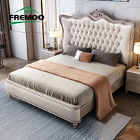 1 8m single double bed american solid wood structure upholstered twin genuine leather soft modern design bed camas