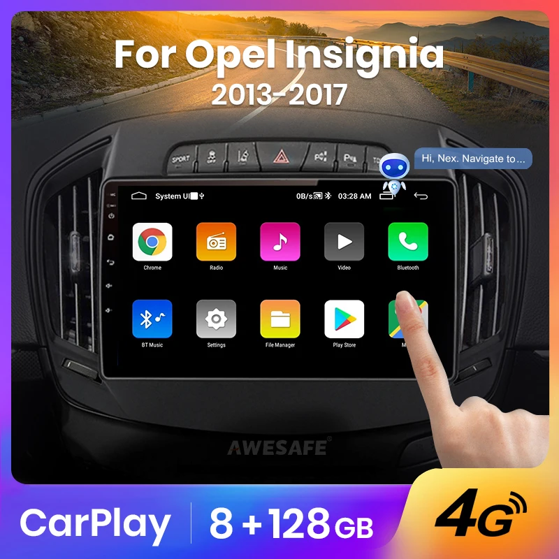 Автомагнитола AWESAFE 2 din Android для Opel Insignia 2013-2017 мультимедийный проигрыватель с GPS 8 +