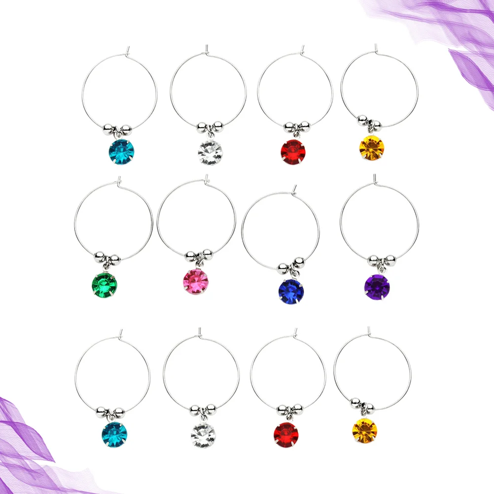 

16pcs Glass Charms Glass Tags Glass Markers Christmas Markers Glass Ring Cocktails Glass