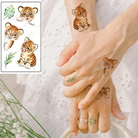 temporary tattoo stickers cartoon cute tiger leaf element for women men kids fake tattoos body makeup waterproof art