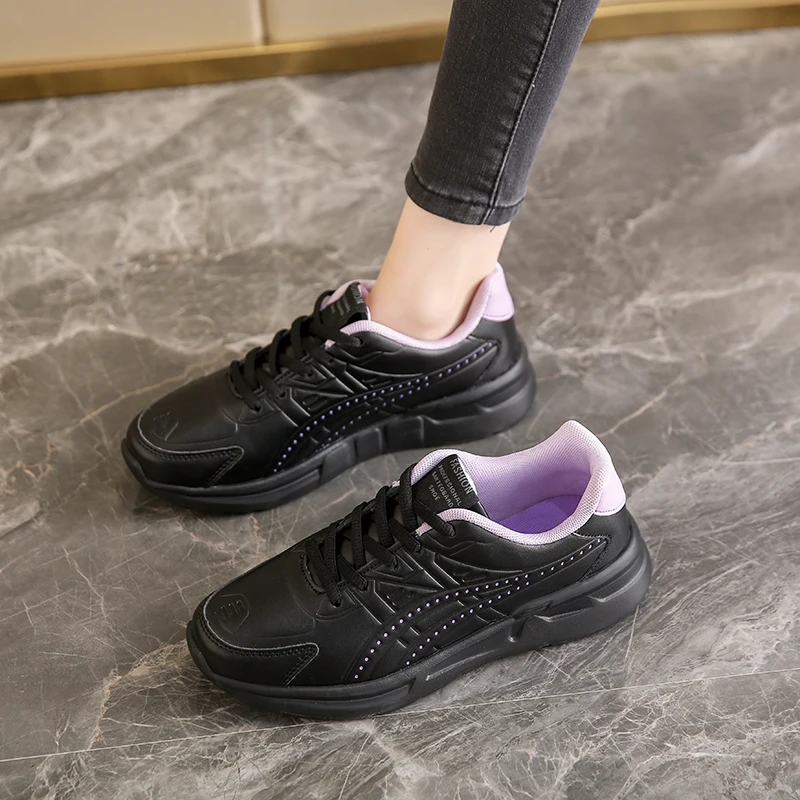 Women Sneakers Big Size 41 Casual Breathable 2022 New High Quality Leather Beige White Female Platform Vulcanized Women Shoes