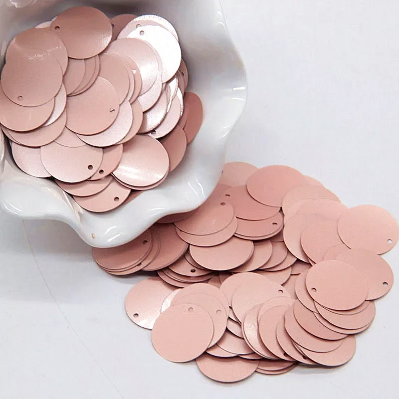 

Matt Champagne Silver Large Round Sequins PVC Flat Loose Sequins Paillette Sewing Accessories with Side Hole Dull Finish 10g