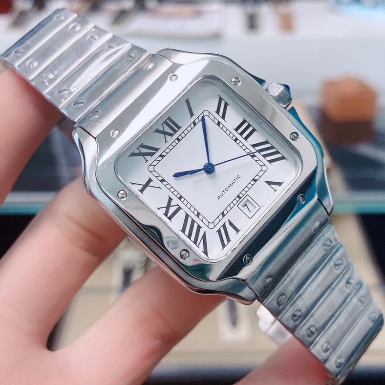 

Мужские автоматические механические часы, золотые, черные, белые, с римским циферблатом