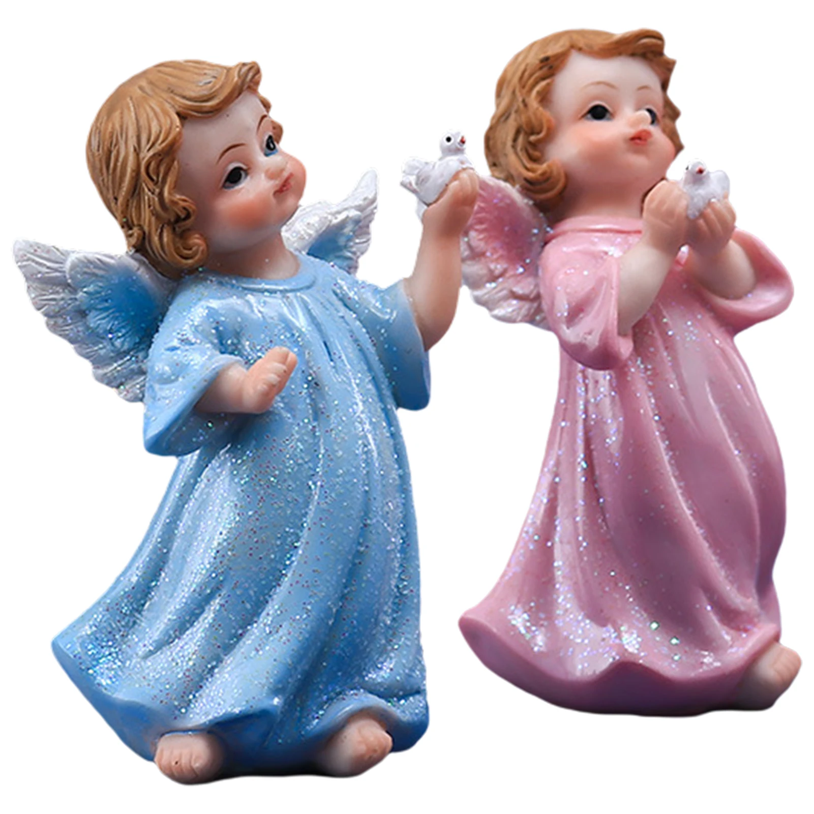 

Фигурки мира, голубь, ангел, 2 шт., хранитель, ангел для мира, Ангел из смолы, украшения, религиозные Подарки для женщин и мужчин, маленькие анг...