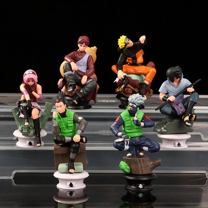 

6PCS/set Naruto Shippuden Anime Model Figurine Sasuke Gaara Action Figure PVC 8 CM Statue Collectible Car Decoration Doll Toys