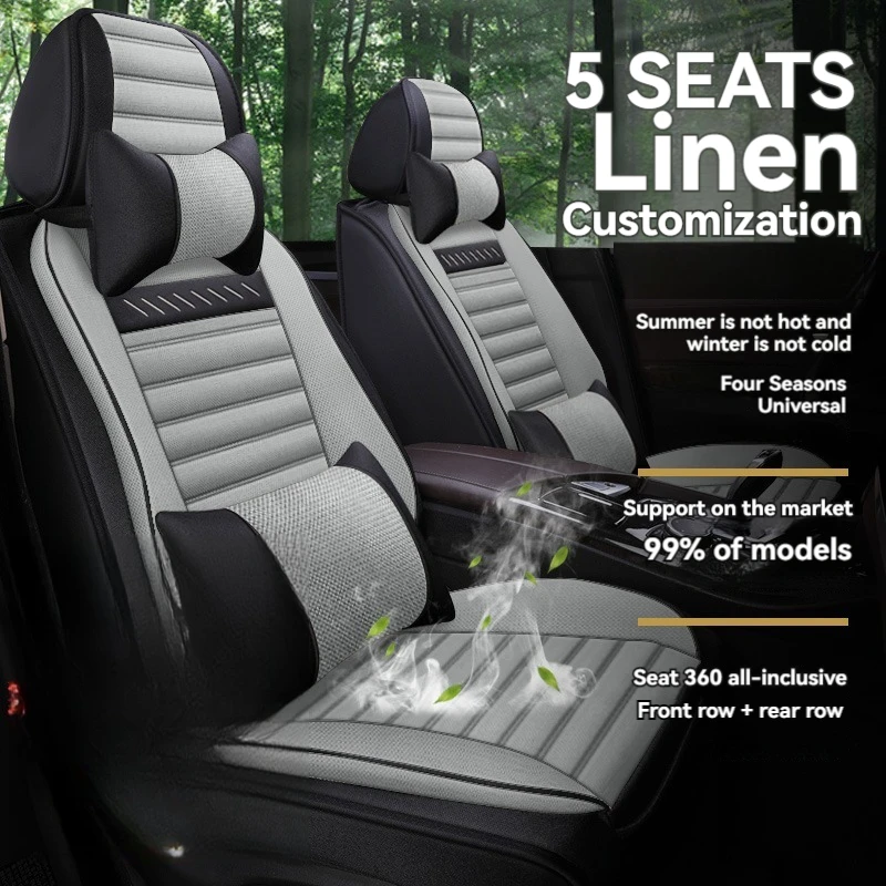 Универсальные всесезонные льняные чехлы на сиденья автомобиля для Audi все модели