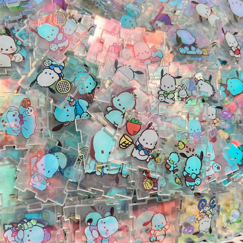 

Sanrio Pochacco Acrylic 4CM 120 Pcs Laser Assemble Cartoon DIY Storage Box Stickers Double-sided Transparent Sheet Patch Gift