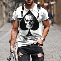 2022 summer male t shirts 3d printed spades skull retro style round neck short sleeves new mens t shirts street casual tops