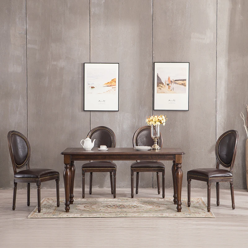 Американский ретро обеденный стул гостиничный кофейный массив дуба орех