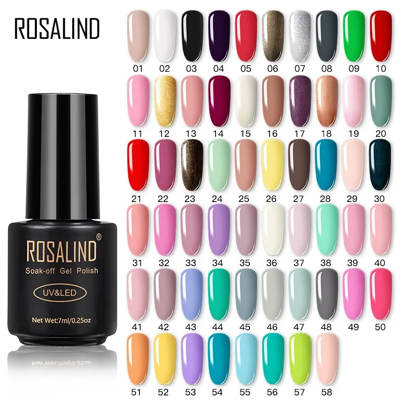 

ROSALIND Gel Nail Polish 7ML GREY Series Gel Polish All for Manicure Semi Permanent Soak Off Gel UV LED Varnishes Base Top Coat
