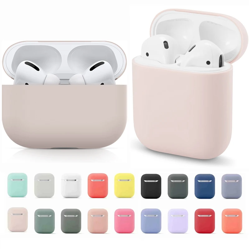 

Solid color Silicone cover for Airpods Pro earphone coque soft protector fundas airpods 1/2 case cover earpods apple Airpod case