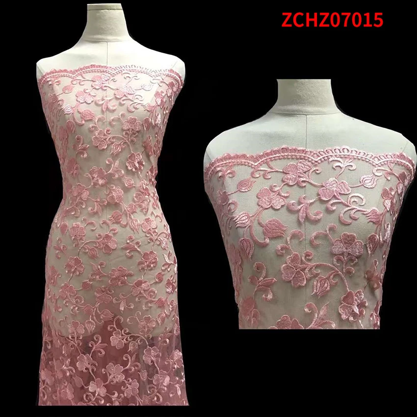 

Special Offer African Embroidered lace fabric Ankara Tulle Mesh Lace Fabric suitable for ladies dress sewing ZCHZ07015