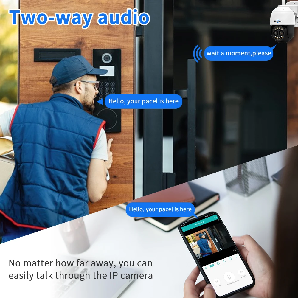 Hiseeu 8MP 4K WIFI IP камера наружная безопасность 8X Zoom 4MP PTZ двойная линза беспроводная