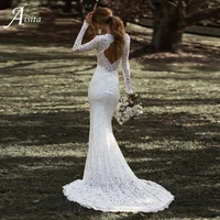 boho mermaid tulle sweep train wedding dresses grace v neck embroidery bridal gown vestido de noiva wedding gown