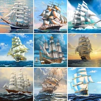 5d diy diamond painting sailboat full round square drill embroidery ship cross stitch kit mosaic picture home decor
