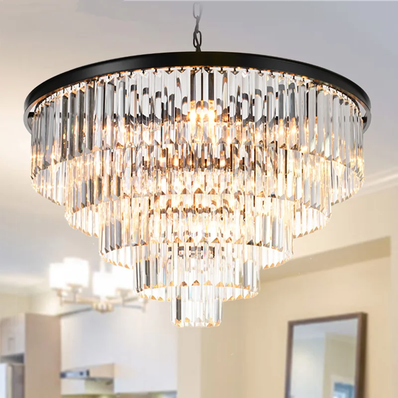 Modern Crystal Chandeliers Home Decor Luminaria Luxury Black Chandelier Lighting for Living Room suspension luminaire