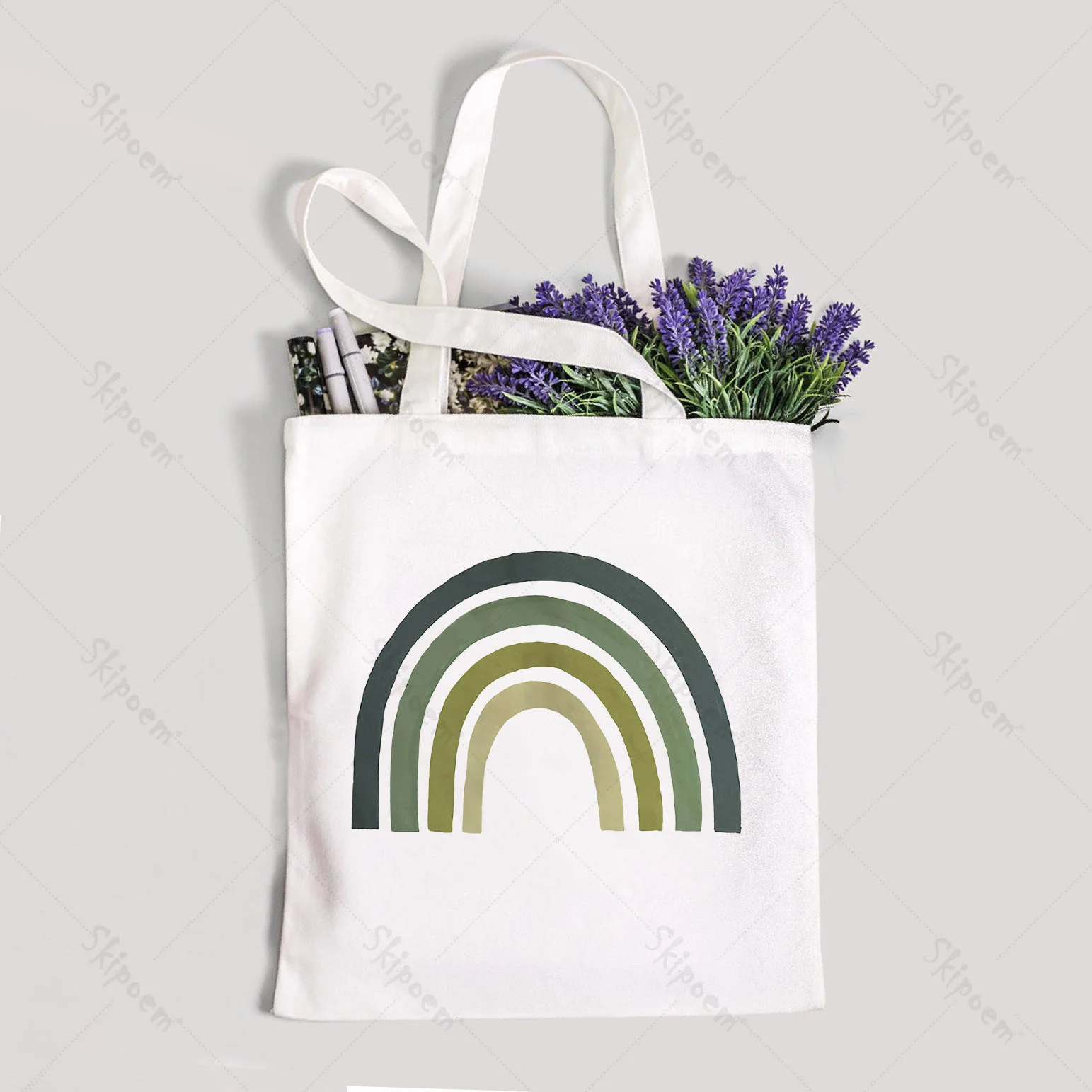 

Shopping Canvas Bag Rainbow Handbags Female Eco Shopper Bags Art Cartoon Vintage Aesthetic Casual Shoulder bag Teacher Handbag