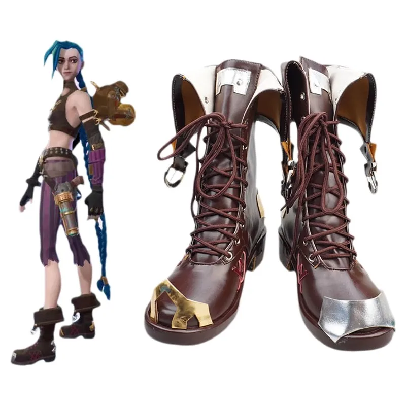 Jinx обувь для косплея игра LOL Arcane из искусственной кожи Хэллоуин карнавальные