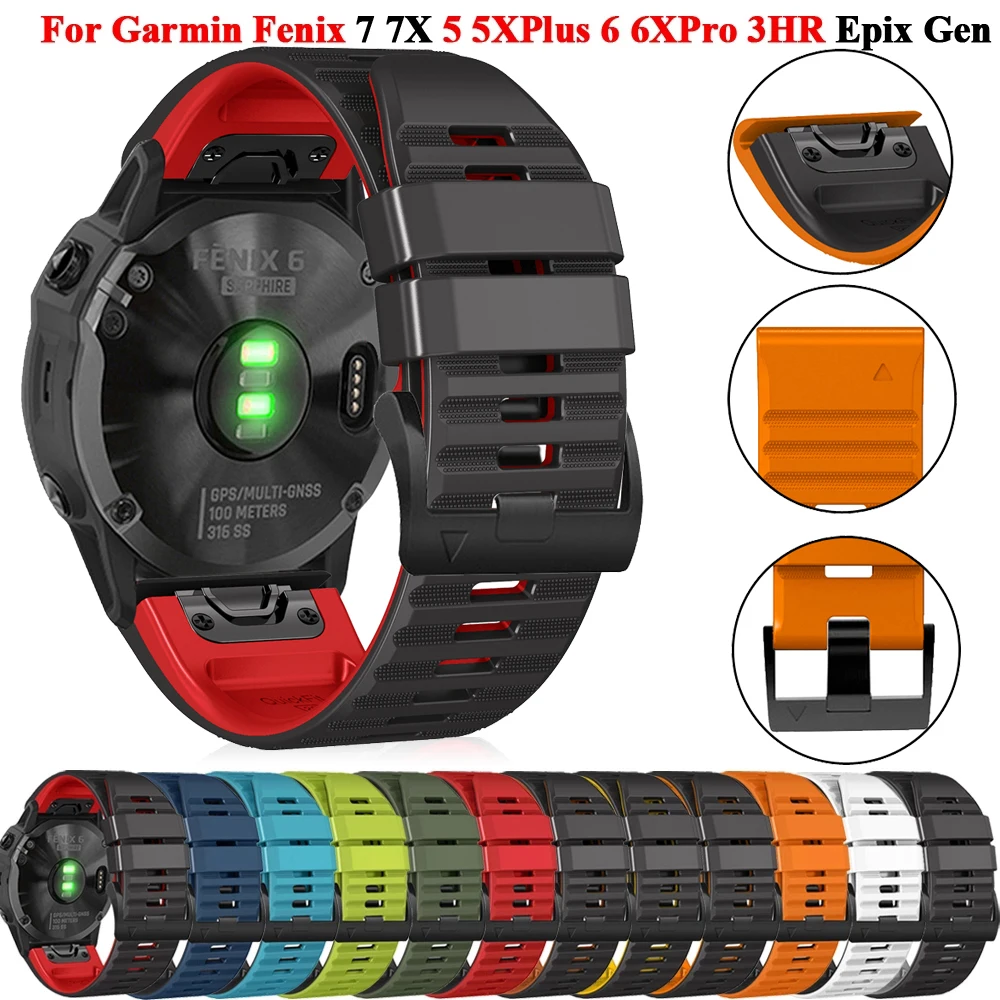 

26 22MM Silicone Watchband Straps For Garmin Fenix 7X 6X Pro 7 Epix 955 Easyfit Wristband Fenix 6 5X 5 Gen 2 Smartwatch Bracelet