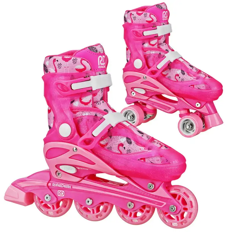 

Sprinter Girl's 2-in-1 Quad Roller and Inline Skates Combo, Flamingo (Size 12-2)