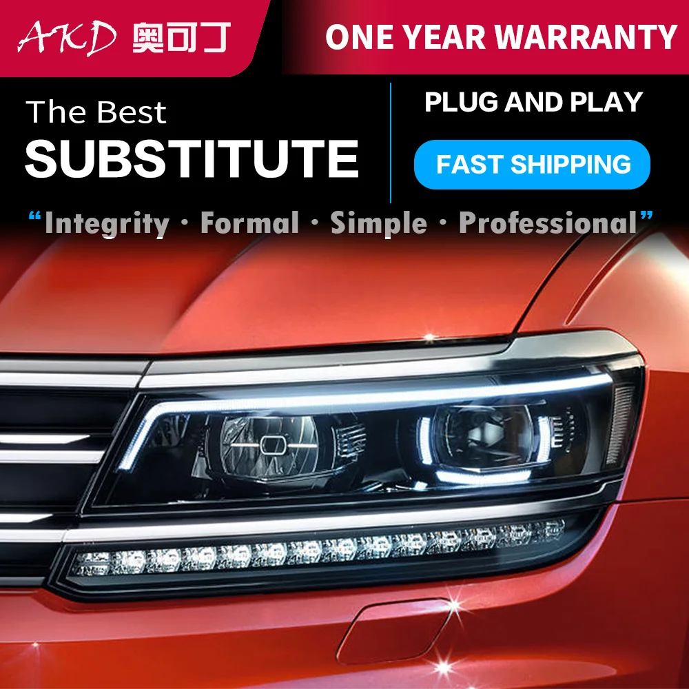 

2 PCS Car Lights Parts For Tiguan L 2017 2018 Head lamps Full LED Headlight LED Dual Projector FACELIFT