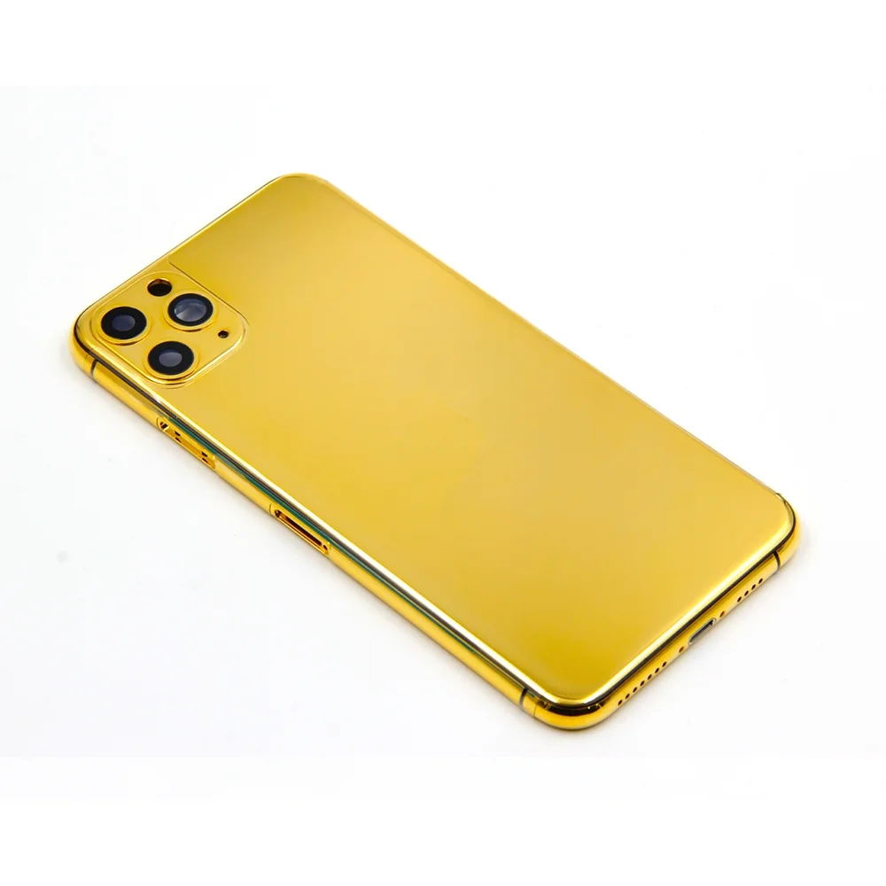 24k Gold Housing For iPhone 11 Pro Max With Customized CNC Deep Engraved Design,No Diamond