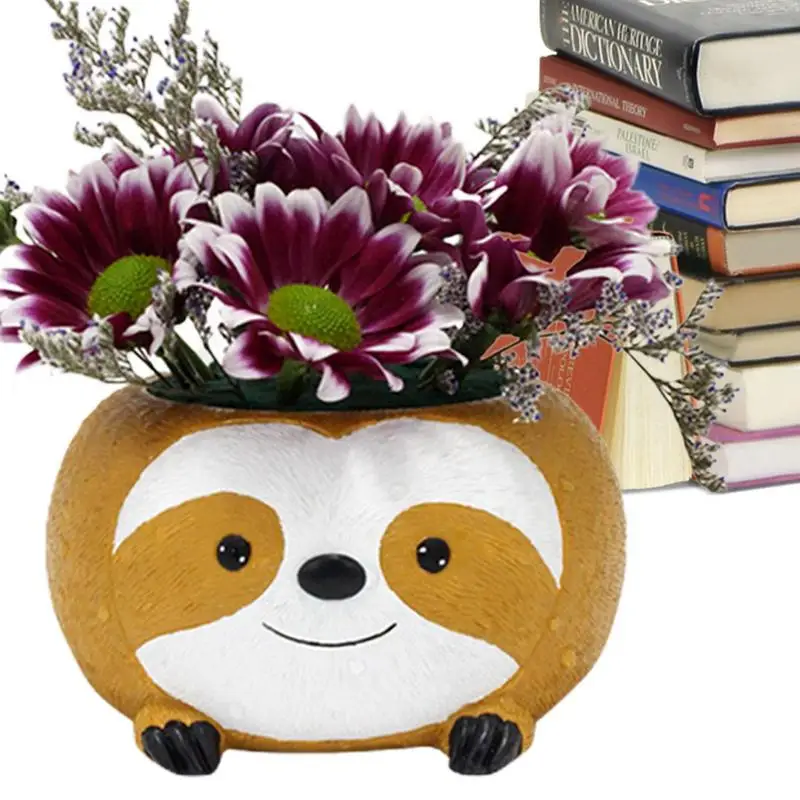 

Small Pots For Succulents Resin Sloth Shape Cactus Pots Animal Succulents Container For Home Offices Desk Garden Decor Pen