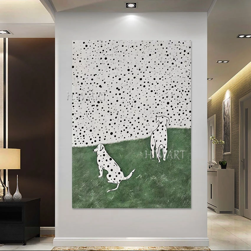 Абстрактный декор для ручного рисования с двумя собаками без рамки