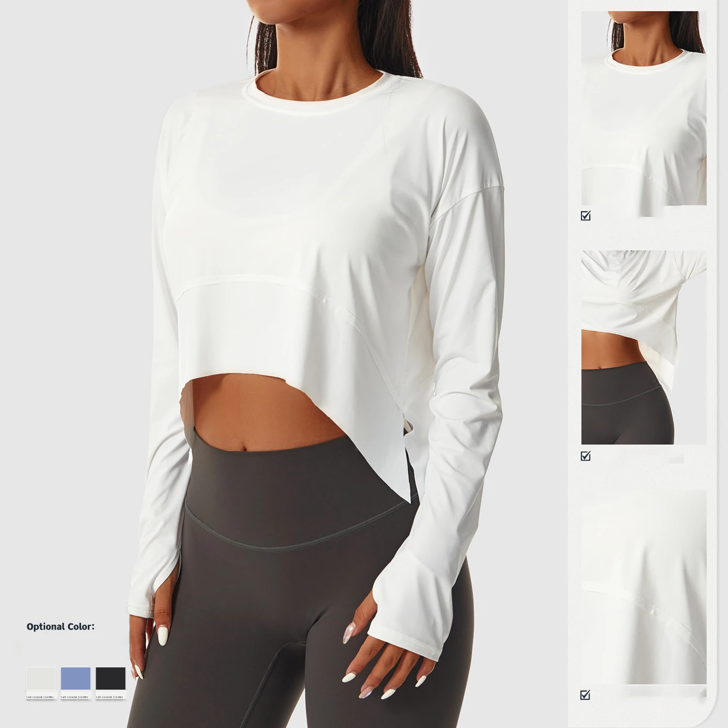 Women Sport Tops Workout Crop Sweatshirt Long Sleeve High Elastic Sports Cycling Running Training Loose Fitness Sport Blouse