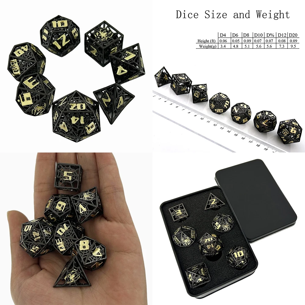 D &amp игральные кости полые латунные металлические многогранные NDN + Набор для